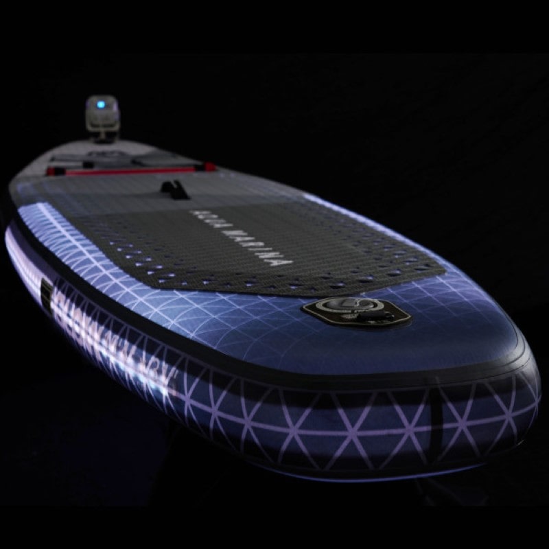 Aqua Marina Glow Series Inflatable Stand Up Paddle Board With Ambient Lighting Top View Purple