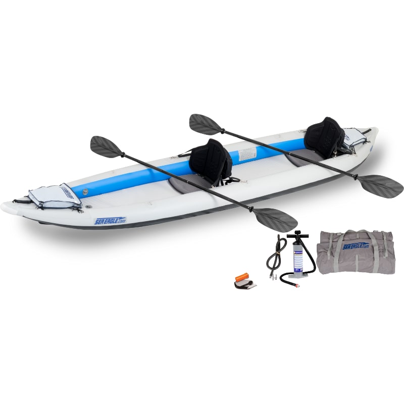 sea eagle 465 fasttrack pro 2 person with black seats inflatable kayak with pump
