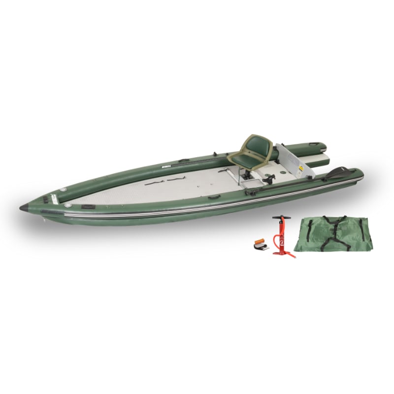 sea eagle fishskiff16 inflatable boat with pump solo package green