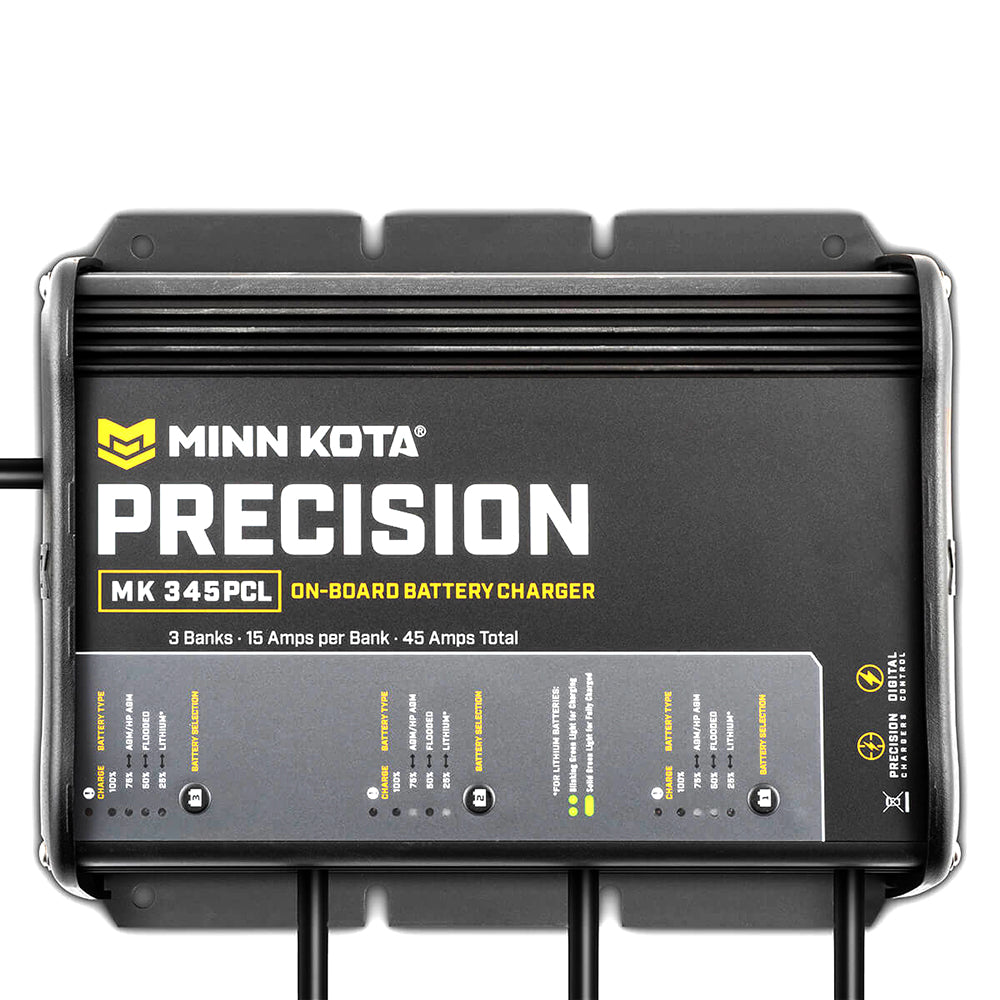 Minn Kota On-Board Precision Charger MK-345 PCL 3 Bank x 15 AMP Lithium Optimized Charger