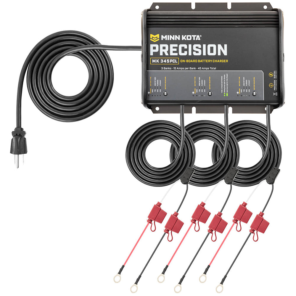 Minn Kota On-Board Precision Charger MK-345 PCL 3 Bank x 15 AMP Lithium Optimized Charger