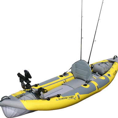 Advanced Elements Straitedge Angler inflatable fishing kayak with accessories front view