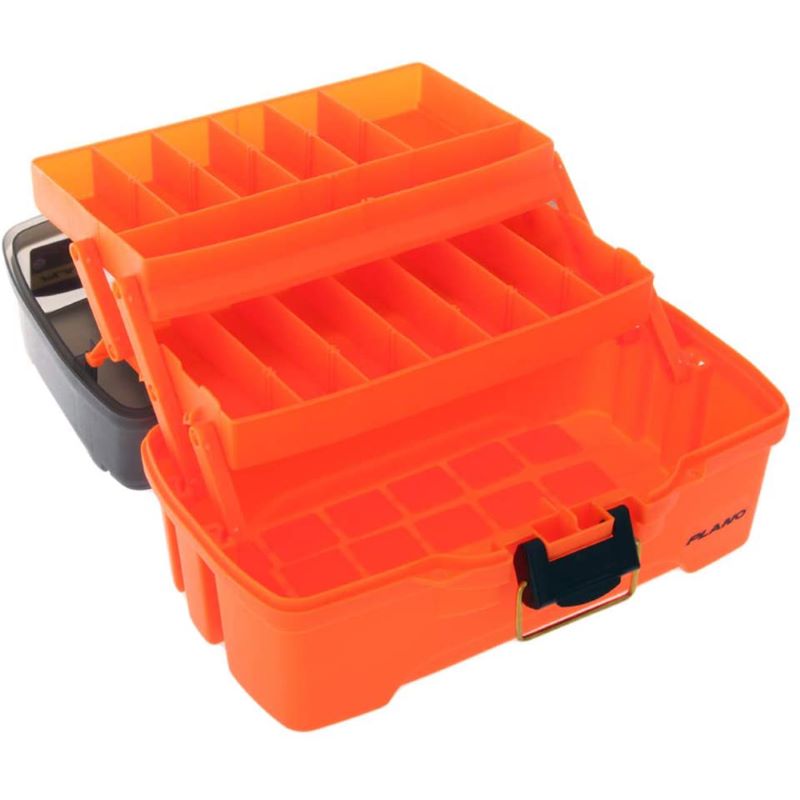 2-Tray Tackle Box with Dual Top Access - Smoke & Bright Orange